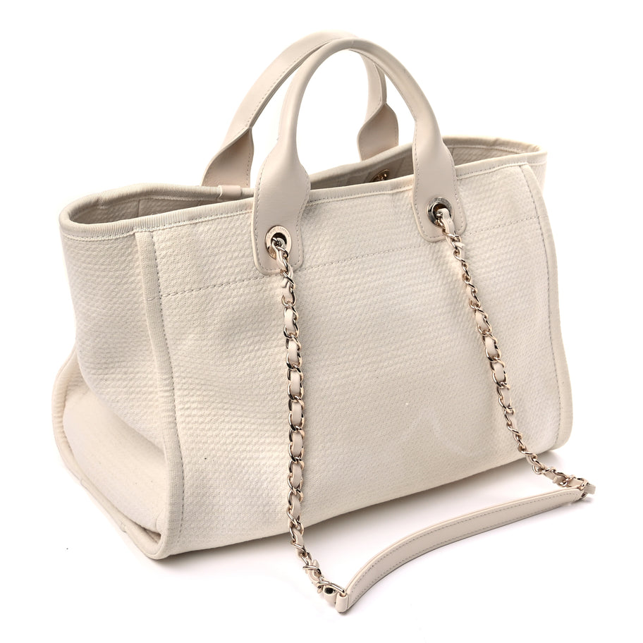Chanel Mixed Fibers Small Deauville Tote  White Image 2
