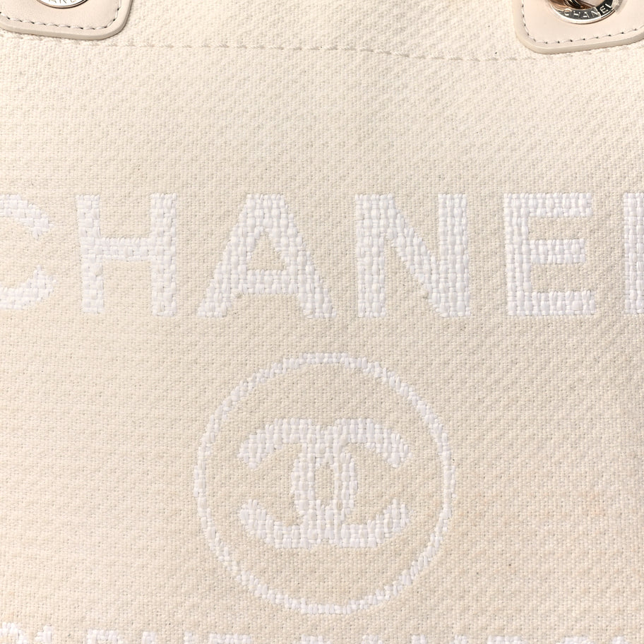 Chanel Mixed Fibers Small Deauville Tote  White Image 3