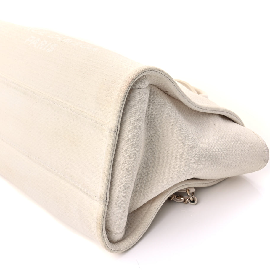Chanel Mixed Fibers Small Deauville Tote  White Image 8