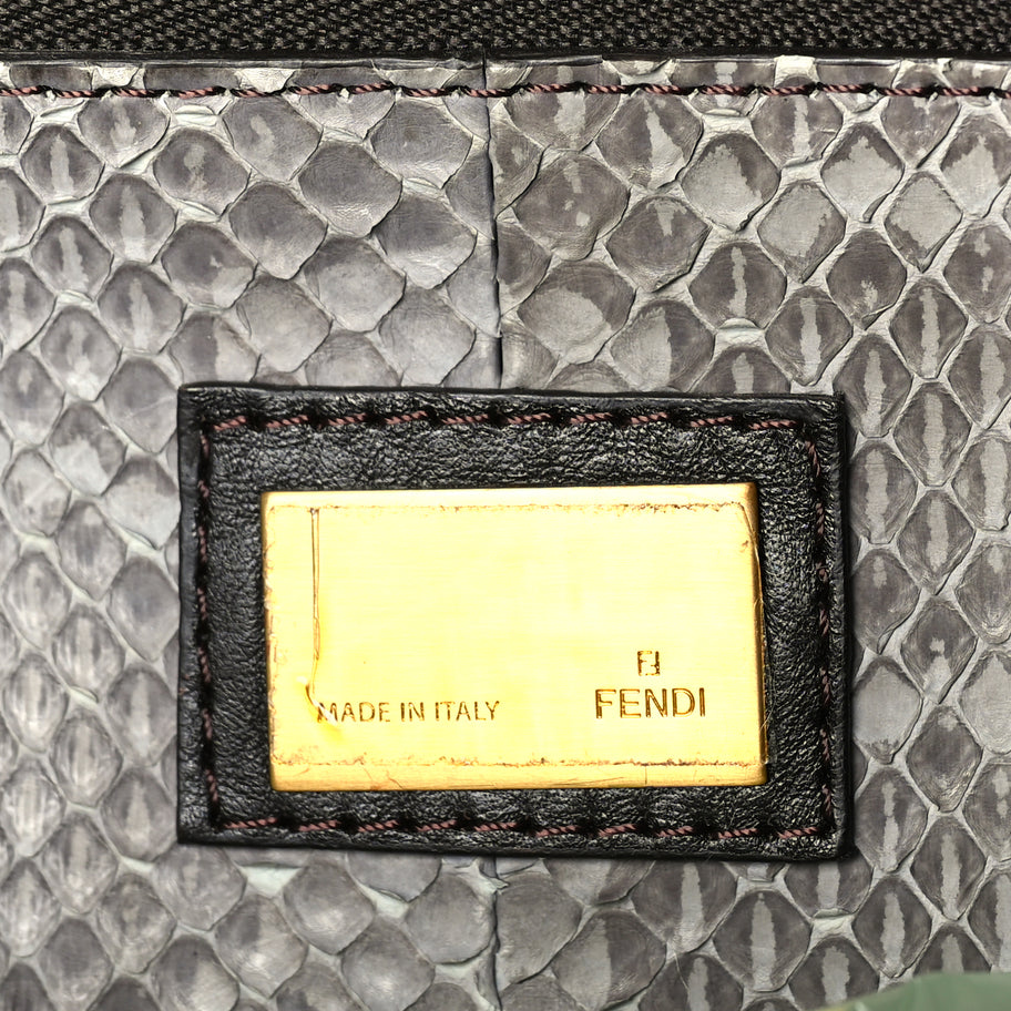 Fendi Snakeskin Large Peekaboo Iconic Satchel Green Image 5