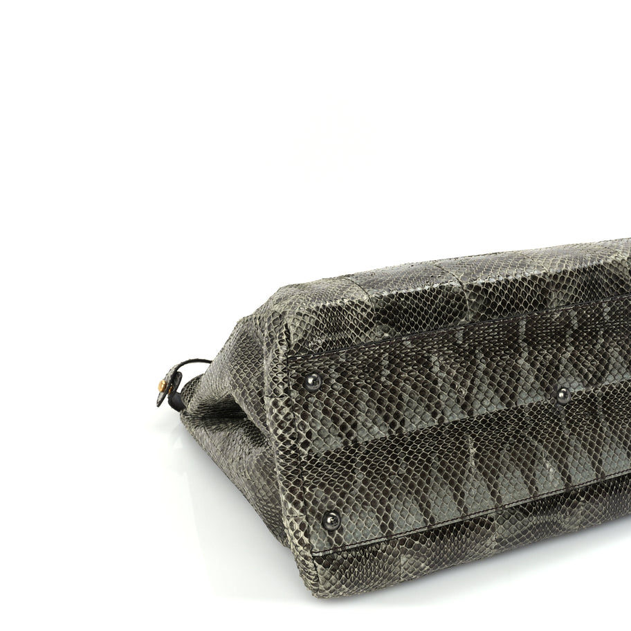 Fendi Snakeskin Large Peekaboo Iconic Satchel Green Image 7