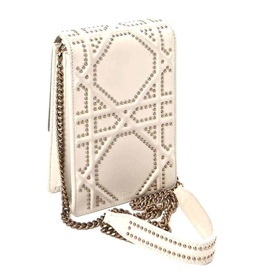 Christian Dior Calfskin Studded Vertical Diorama White Image 2