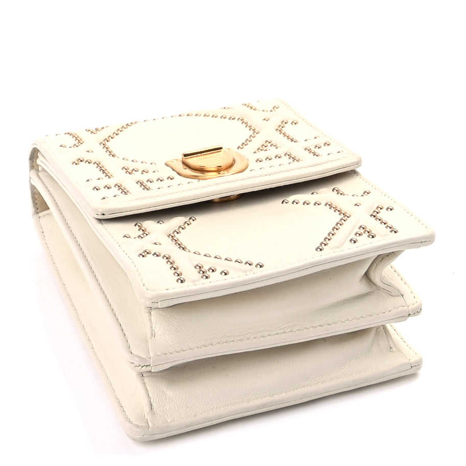 Christian Dior Calfskin Studded Vertical Diorama White Image 3