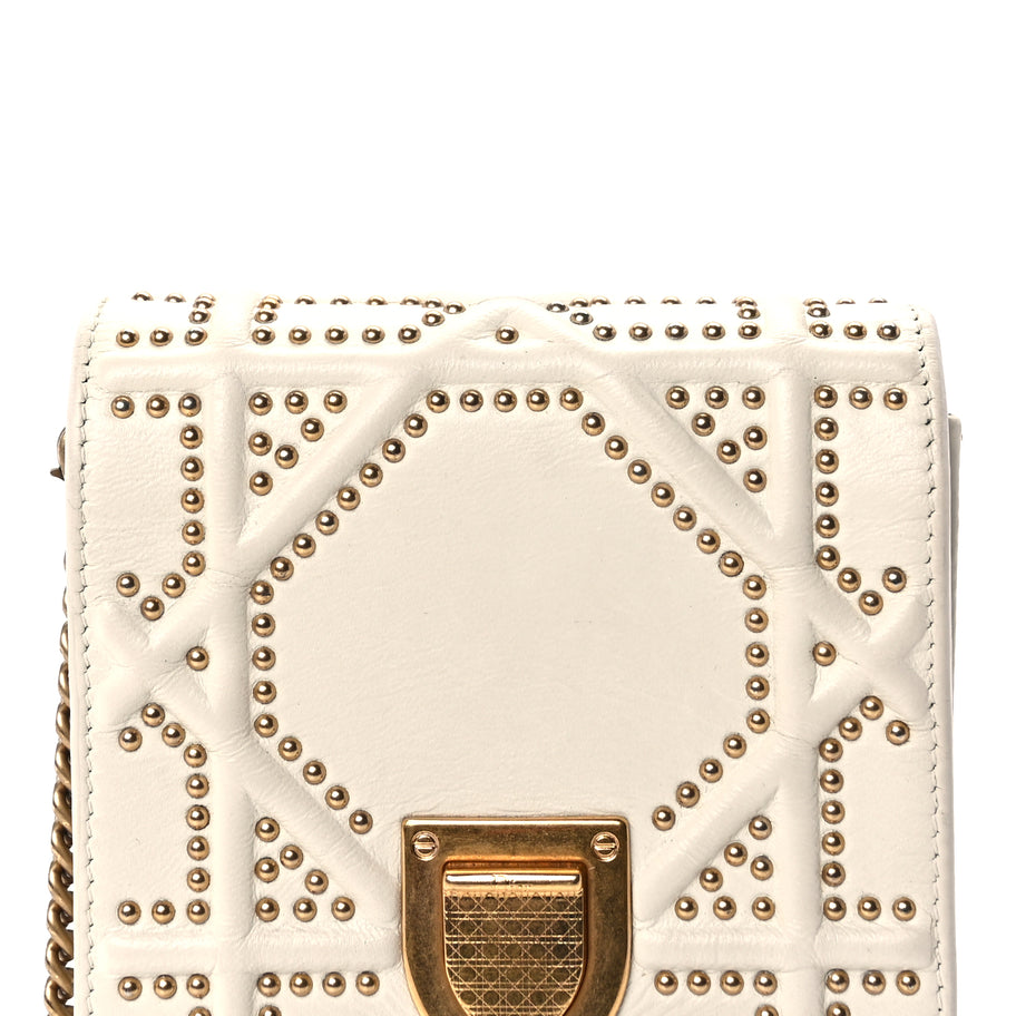 Christian Dior Calfskin Studded Vertical Diorama White Image 6