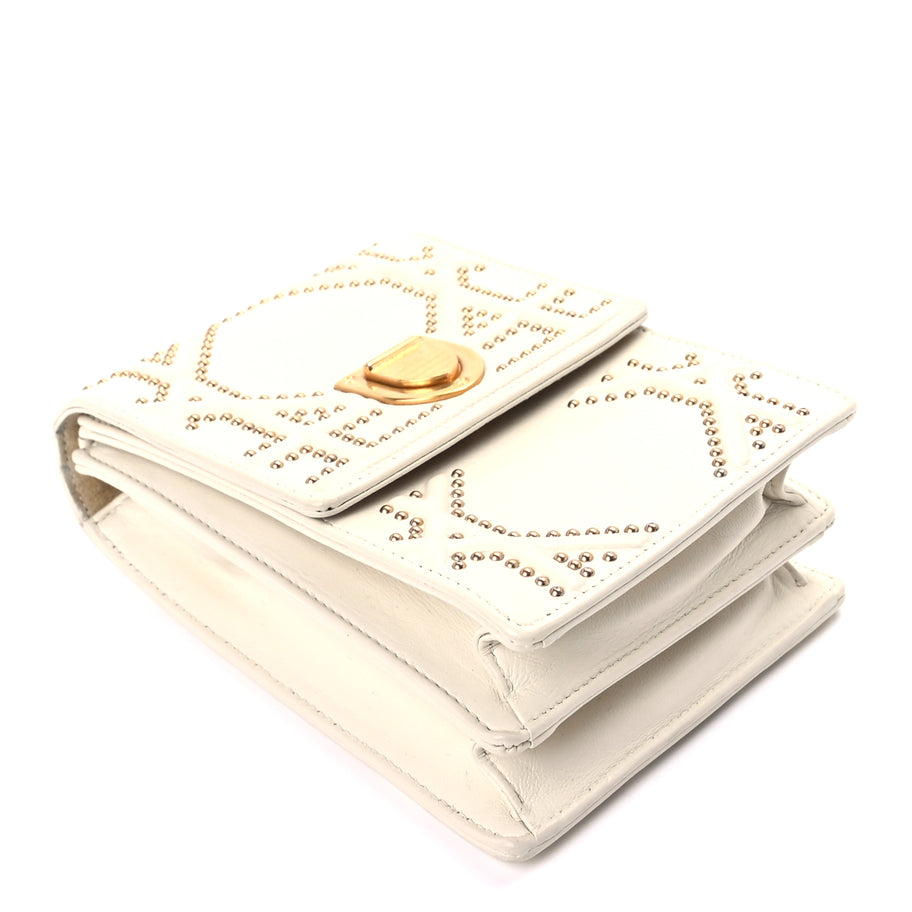 Christian Dior Calfskin Studded Vertical Diorama White Image 7