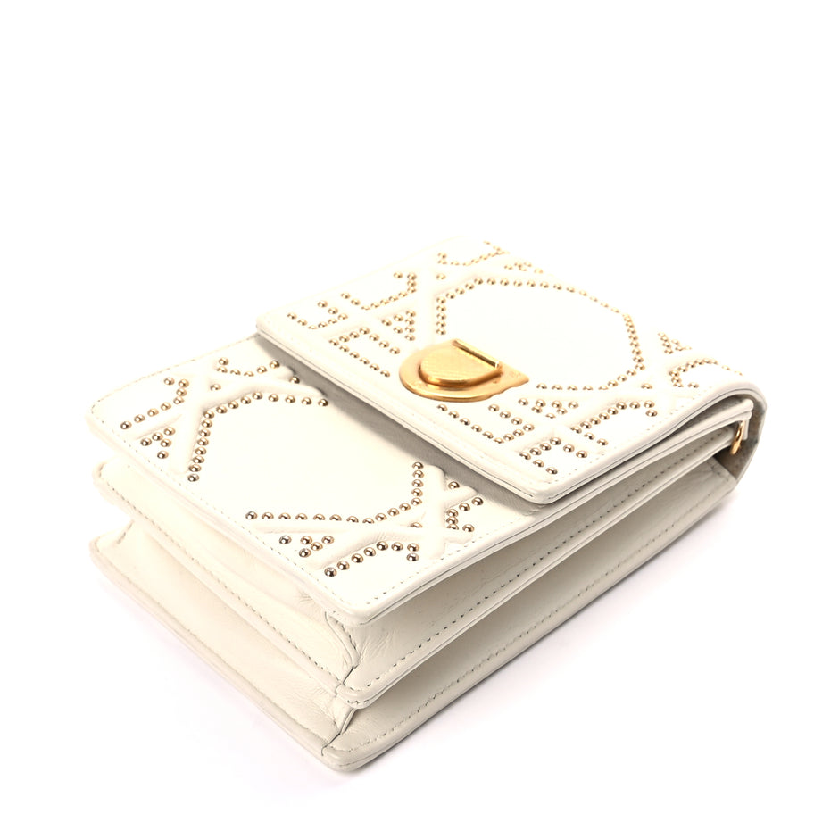 Christian Dior Calfskin Studded Vertical Diorama White Image 8