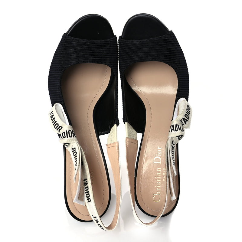  Christian Dior Technical Canvas Ribbon J'Adior Slingback 85mm Sandals 39 Black
