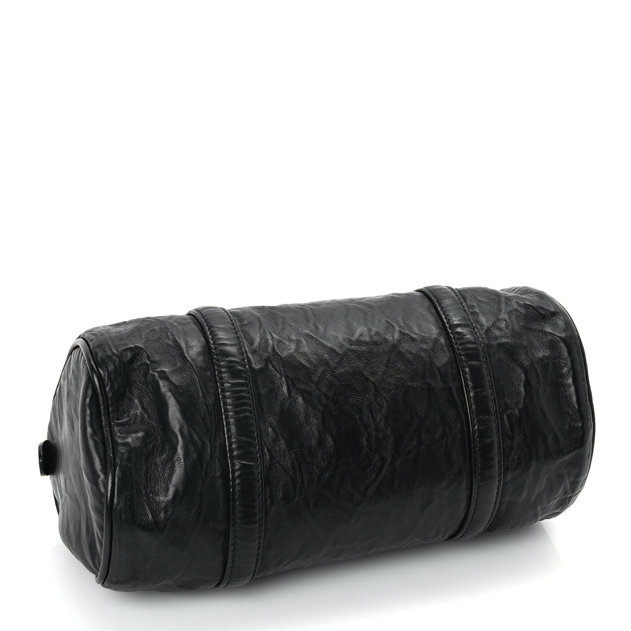 Prada Nappa Antique Re-Edition 2002 Barrel Shoulder Bag  Black Image 3