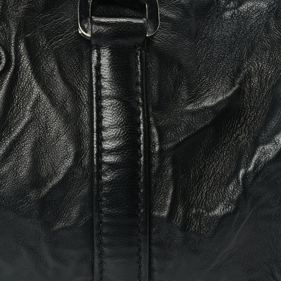 Prada Nappa Antique Re-Edition 2002 Barrel Shoulder Bag  Black Image 6