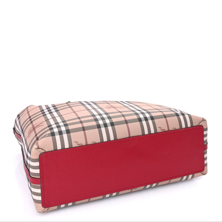 Burberry Haymarket Check Medium Reversible Tote  Poppy Red Image 3