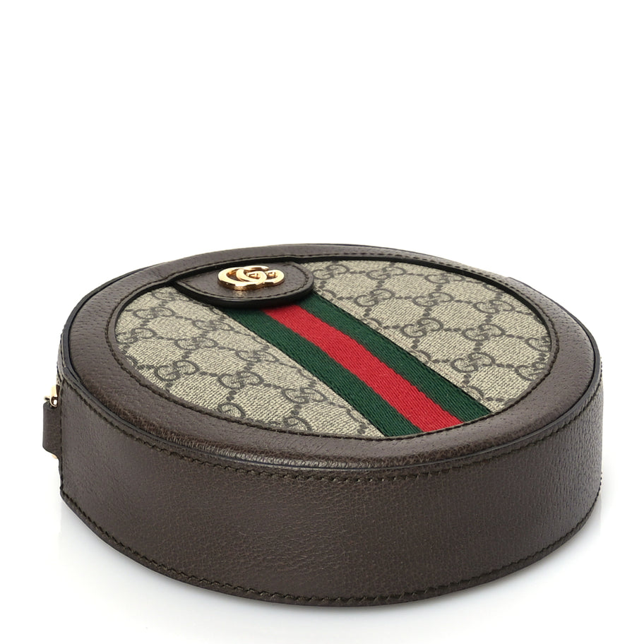 Gucci GG Supreme Monogram Web Mini Ophidia Round Shoulder Bag Brown Image 3