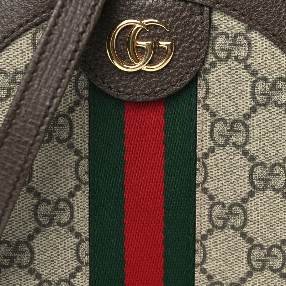 Gucci GG Supreme Monogram Web Mini Ophidia Round Shoulder Bag Brown Image 6