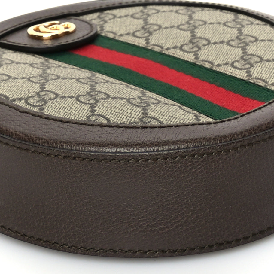 Gucci GG Supreme Monogram Web Mini Ophidia Round Shoulder Bag Brown Image 7