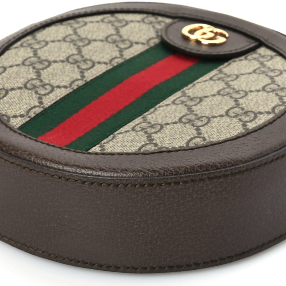 Gucci GG Supreme Monogram Web Mini Ophidia Round Shoulder Bag Brown Image 8