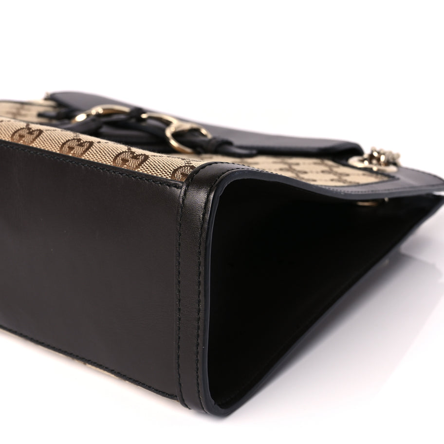 Gucci Monogram Margaux Calfskin Large Emily Chain Shoulder Bag Beige Ebony Cocoa Image 8