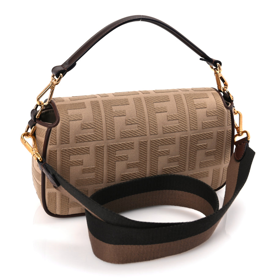 Fendi Sardinian Jacquard Vitello King FF 1974 Embroidered Baguette Sand Ghianda Image 2