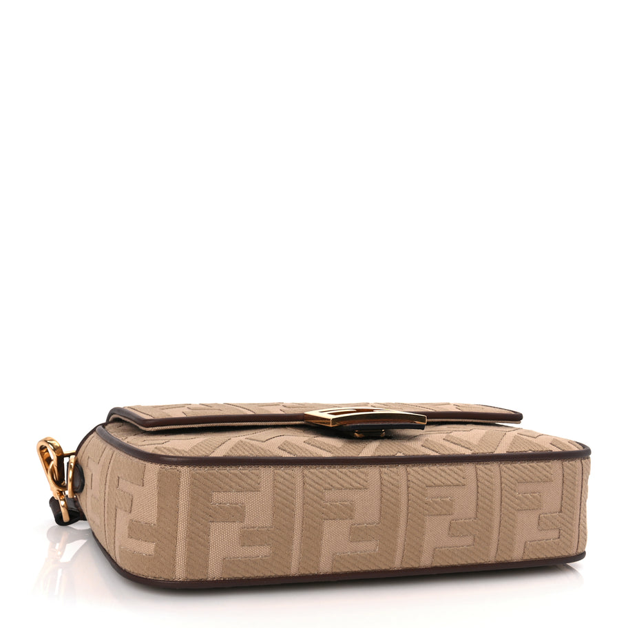 Fendi Sardinian Jacquard Vitello King FF 1974 Embroidered Baguette Sand Ghianda Image 3