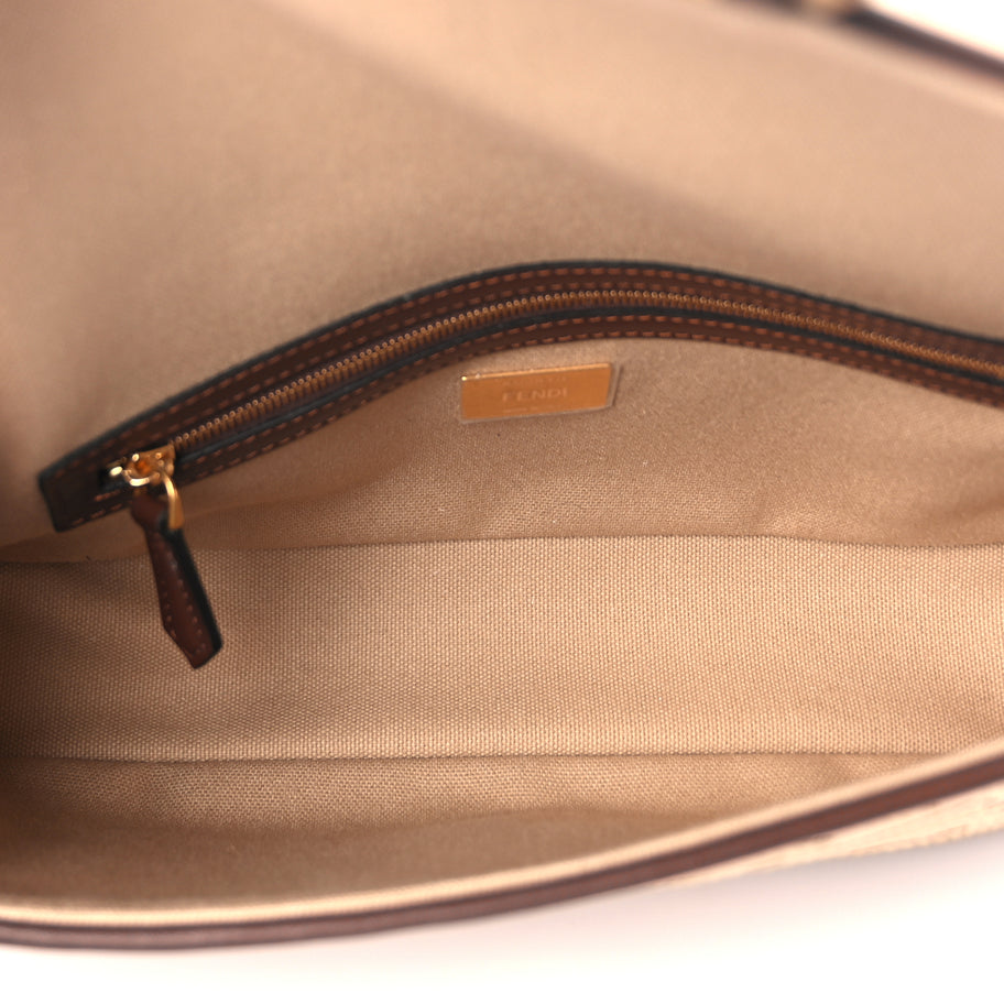 Fendi Sardinian Jacquard Vitello King FF 1974 Embroidered Baguette Sand Ghianda Image 4