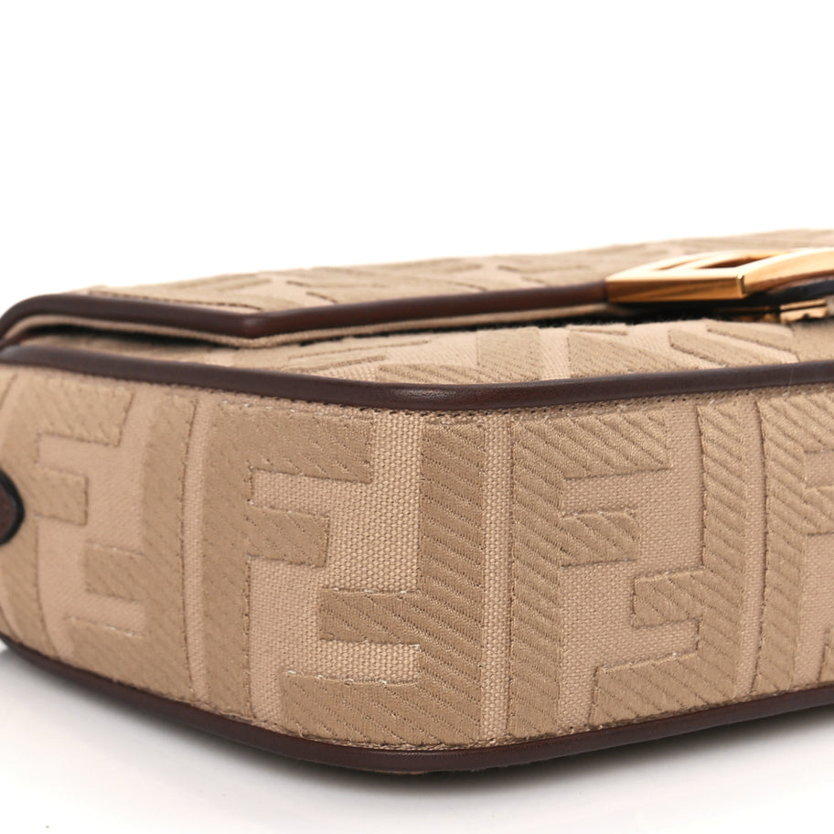 Fendi Sardinian Jacquard Vitello King FF 1974 Embroidered Baguette Sand Ghianda Image 7