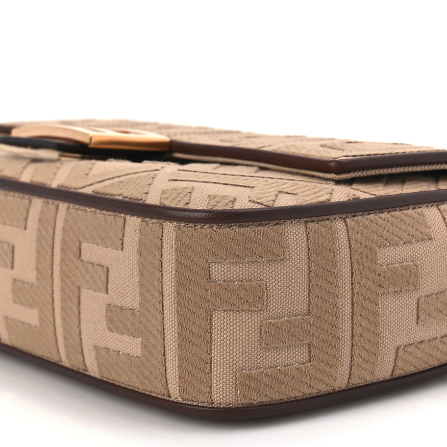 Fendi Sardinian Jacquard Vitello King FF 1974 Embroidered Baguette Sand Ghianda Image 8