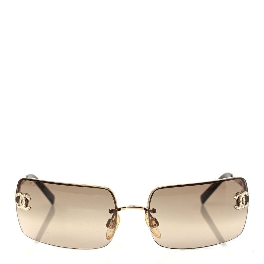 Chanel Crystal CC Logo Sunglasses 4104-B Gold Image 3