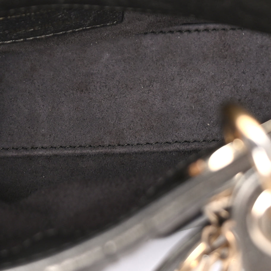 Christian Dior Metallic Lambskin Cannage Mini Lady Dior Dark Grey Image 4