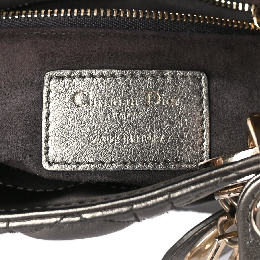 Christian Dior Metallic Lambskin Cannage Mini Lady Dior Dark Grey Image 5