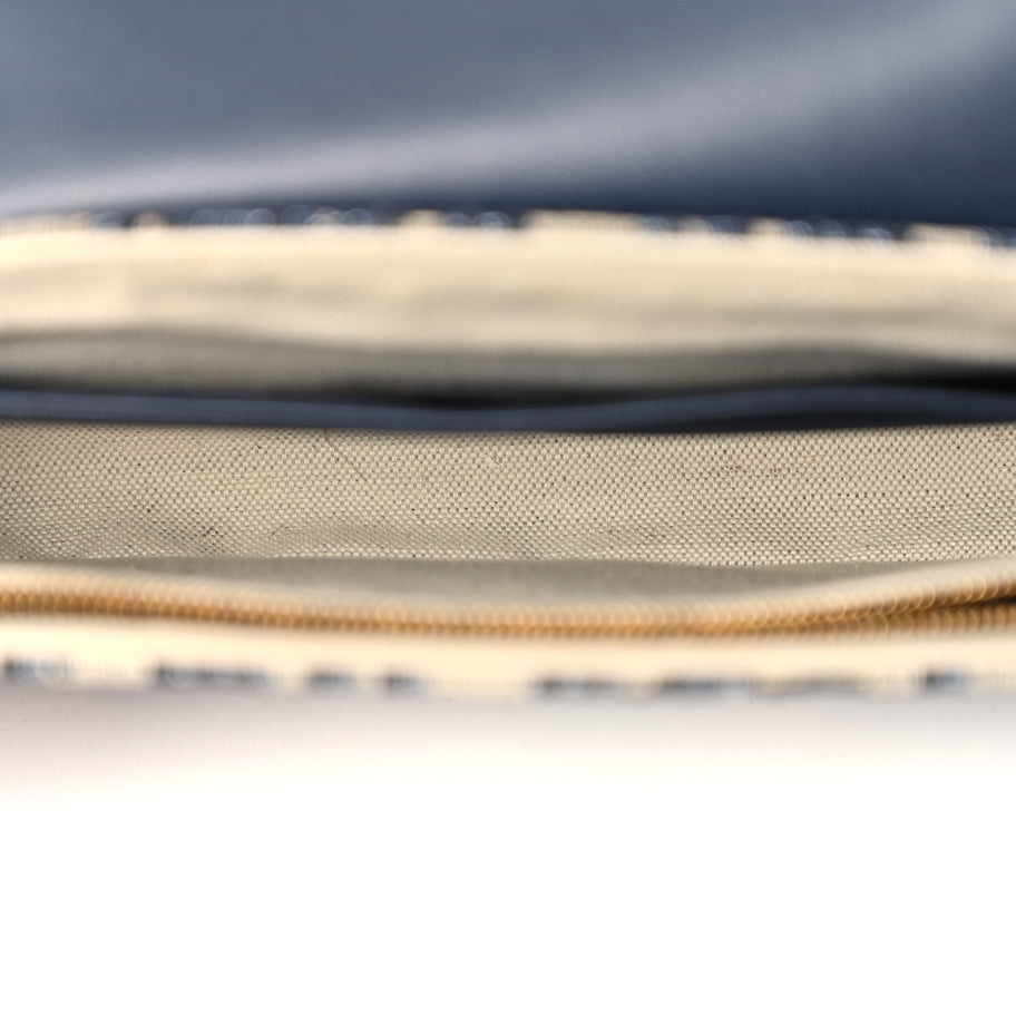 Christian Dior Oblique Medium Saddle Pouch With Chain Blue Image 4