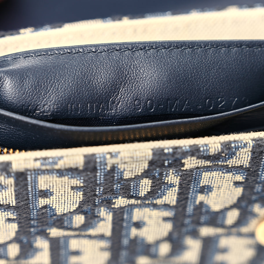 Christian Dior Oblique Medium Saddle Pouch With Chain Blue Image 6