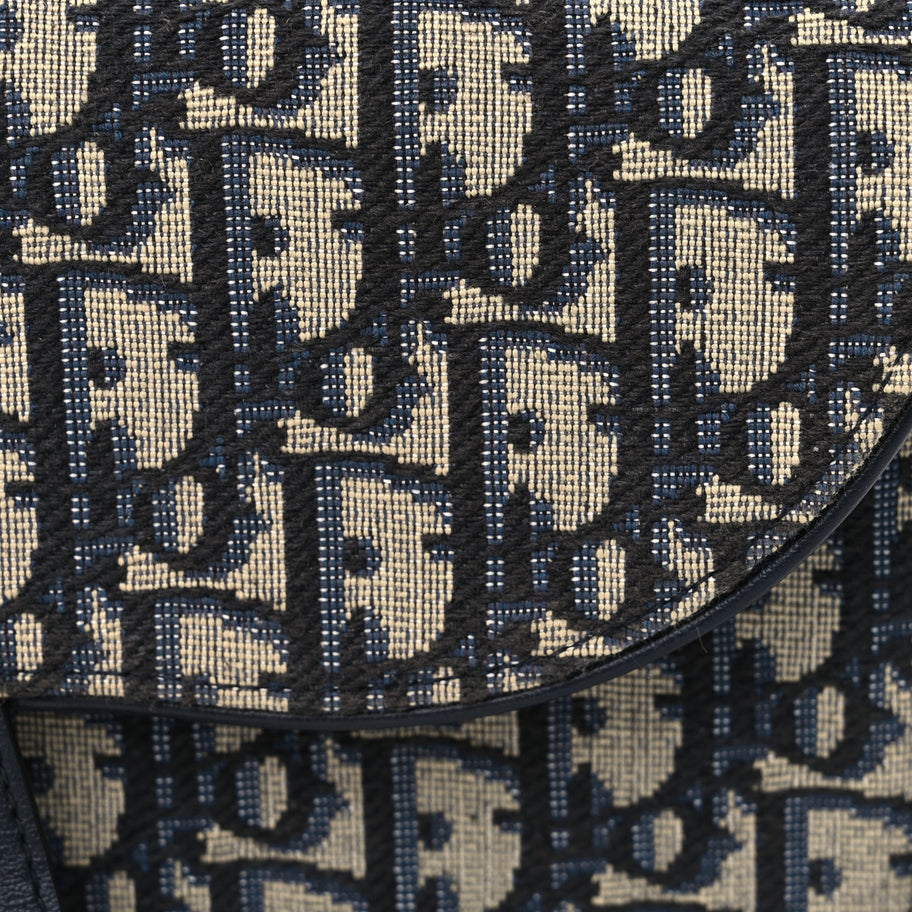 Christian Dior Oblique Medium Saddle Pouch With Chain Blue Image 7