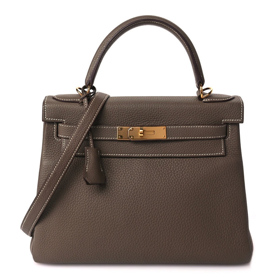 Hermes Taurillon Clemence Kelly Retourne 28 Etoupe Image 1
