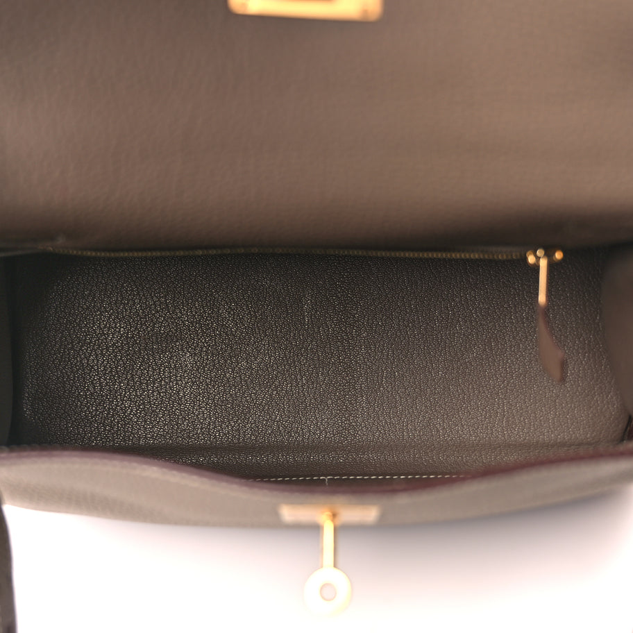Hermes Taurillon Clemence Kelly Retourne 28 Etoupe Image 4
