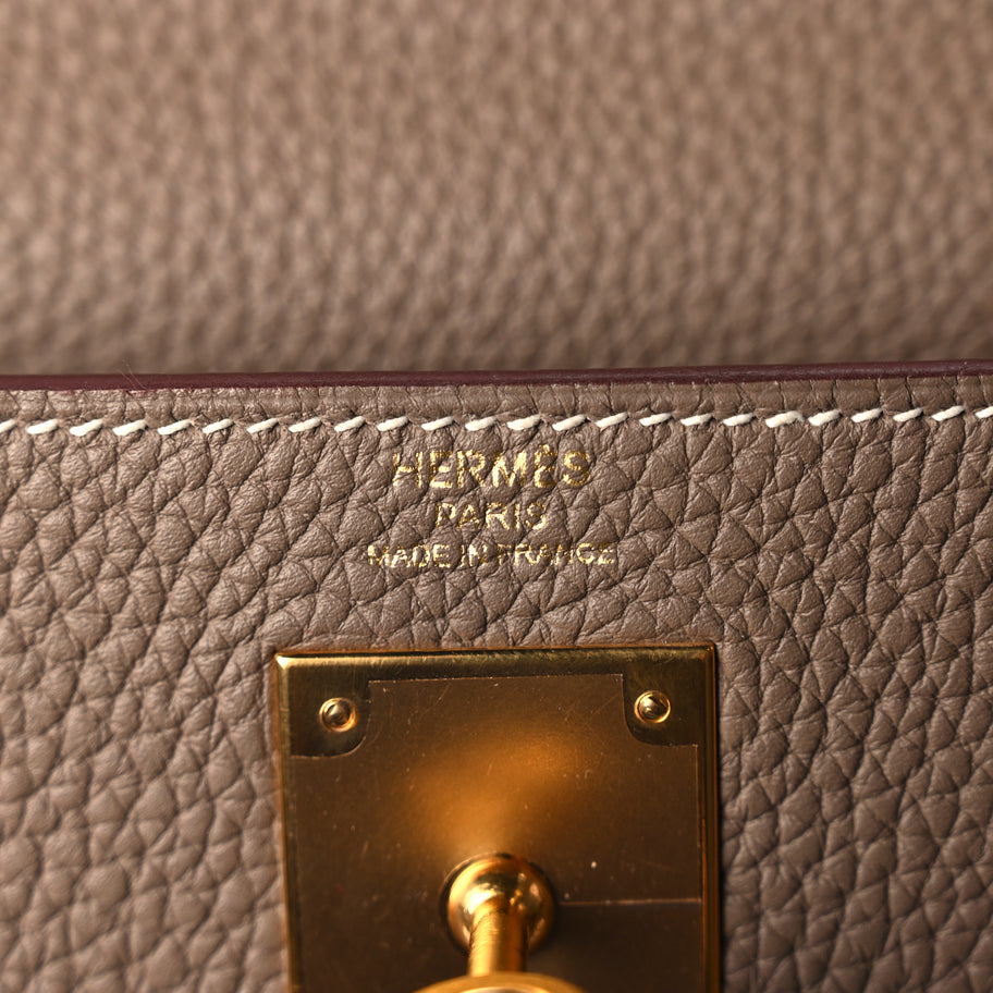 Hermes Taurillon Clemence Kelly Retourne 28 Etoupe Image 5