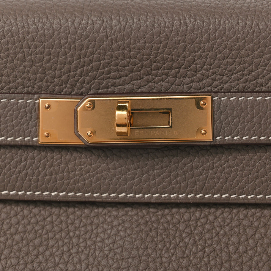 Hermes Taurillon Clemence Kelly Retourne 28 Etoupe Image 7