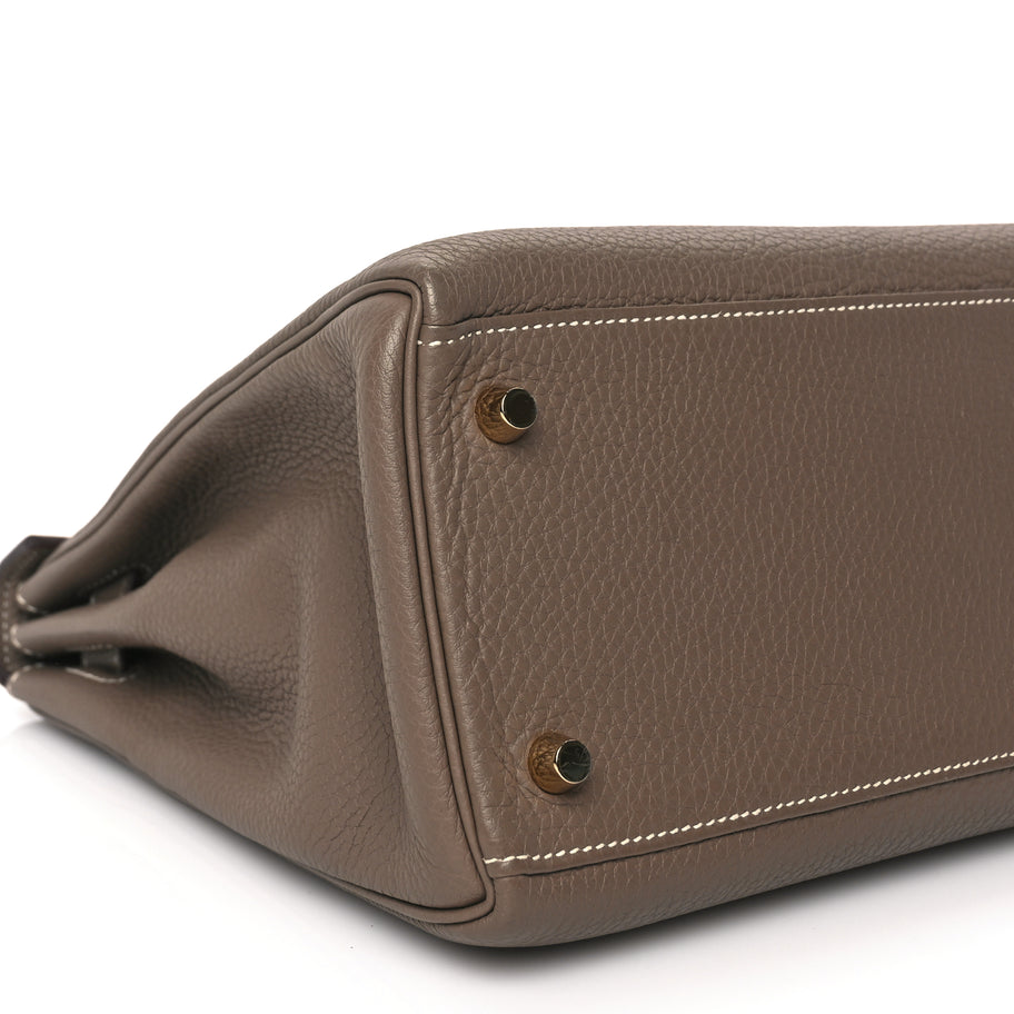 Hermes Taurillon Clemence Kelly Retourne 28 Etoupe Image 8