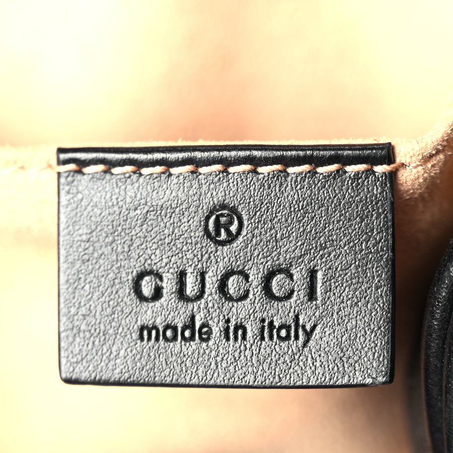 Gucci Calfskin Matelasse Mini GG Marmont Chain Shoulder Bag Black Black Image 5