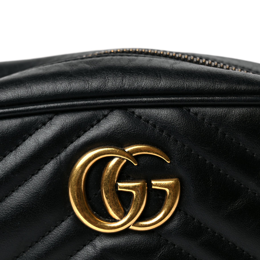 Gucci Calfskin Matelasse Mini GG Marmont Chain Shoulder Bag Black Black Image 7