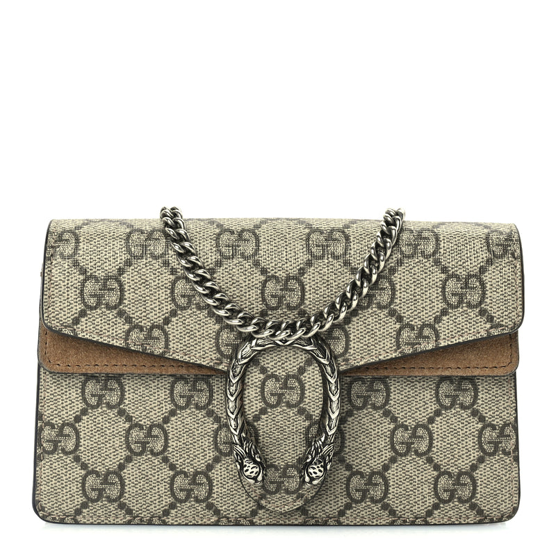  Gucci GG Supreme Monogram Super Mini Dionysus Shoulder Bag Taupe