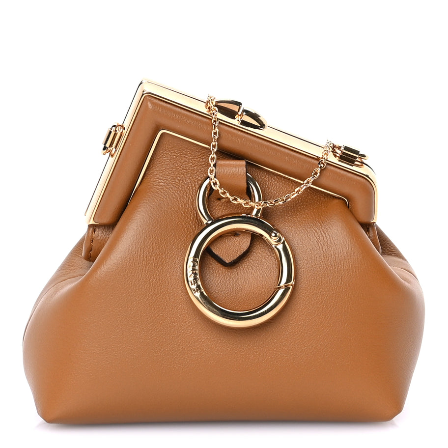 Fendi Shiny Nappa Nano Fendi First Bag Charm Caramello Image 1
