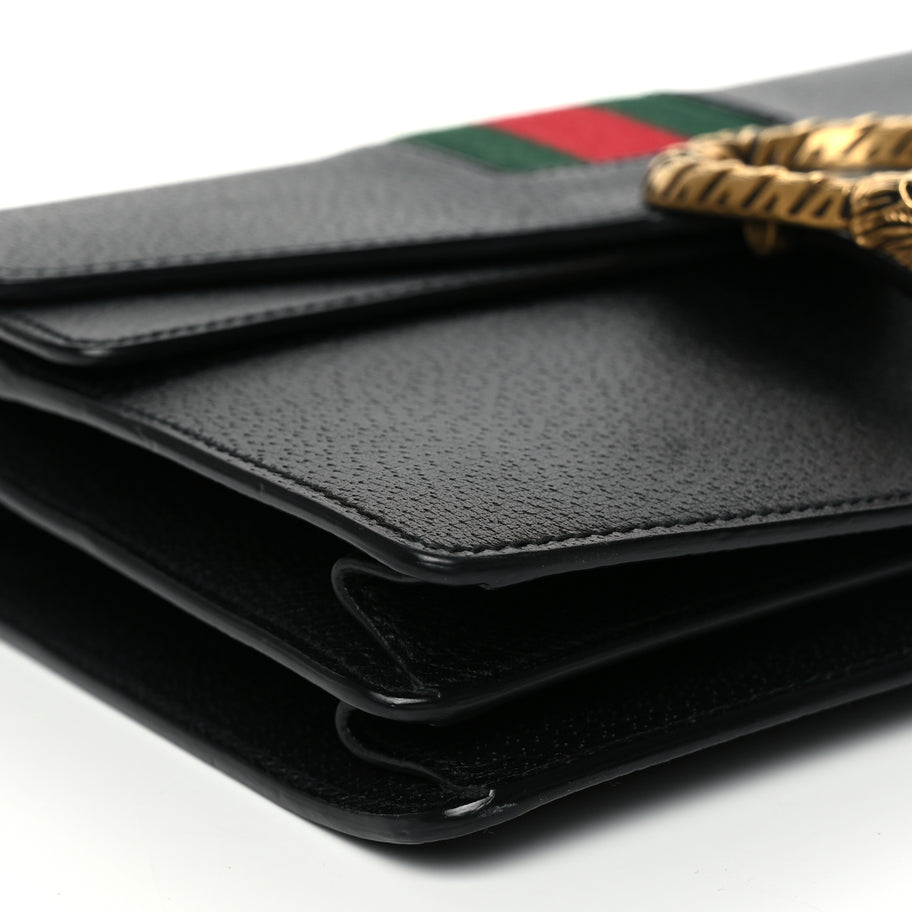 Gucci Calfskin Web Small Dionysus Shoulder Bag Black Image 8