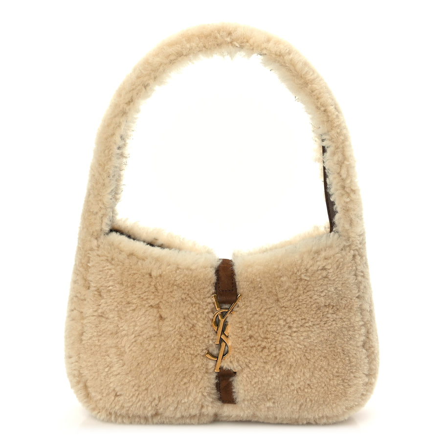 Saint Laurent Shearling Le 5 A 7 Mini Hobo Natural Beige Image 1