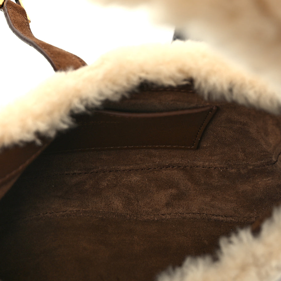 Saint Laurent Shearling Le 5 A 7 Mini Hobo Natural Beige Image 4