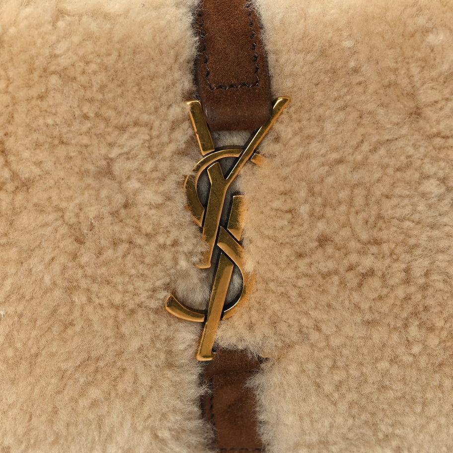 Saint Laurent Shearling Le 5 A 7 Mini Hobo Natural Beige Image 6