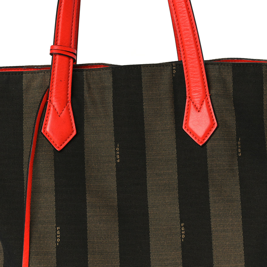 Fendi Pequin Vitello All In Shopper Tote Tobacco Papavero Image 6