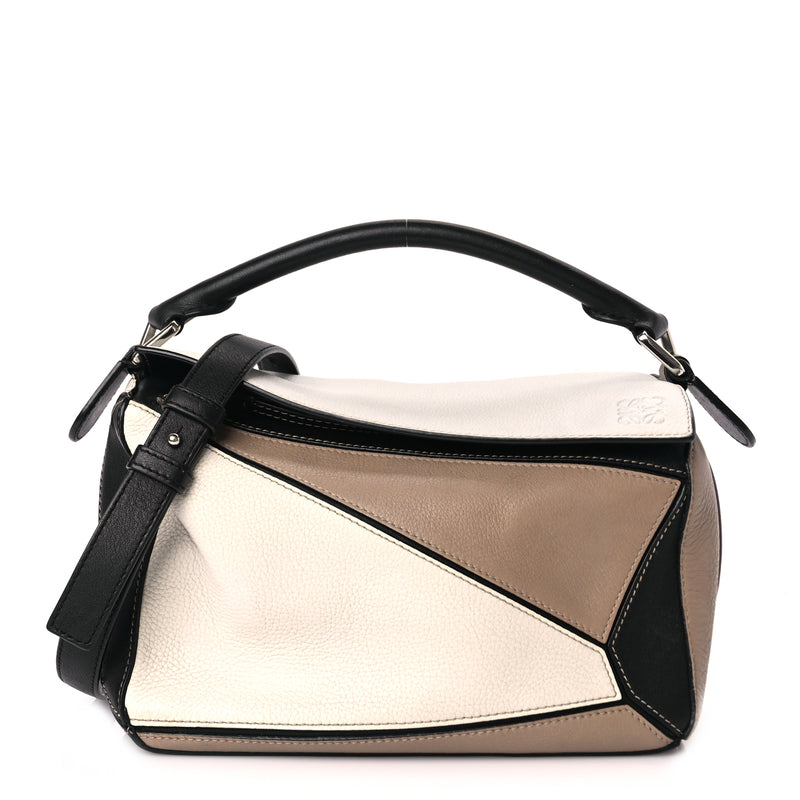  Loewe Calfskin Small Puzzle Bag Taupe Black