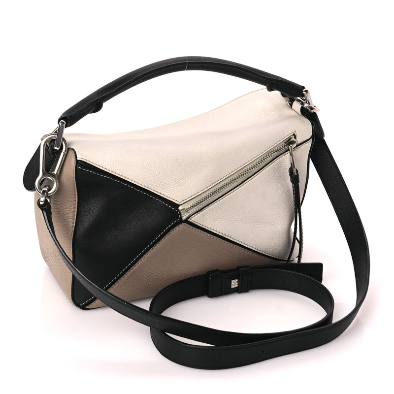  Loewe Calfskin Small Puzzle Bag Taupe Black