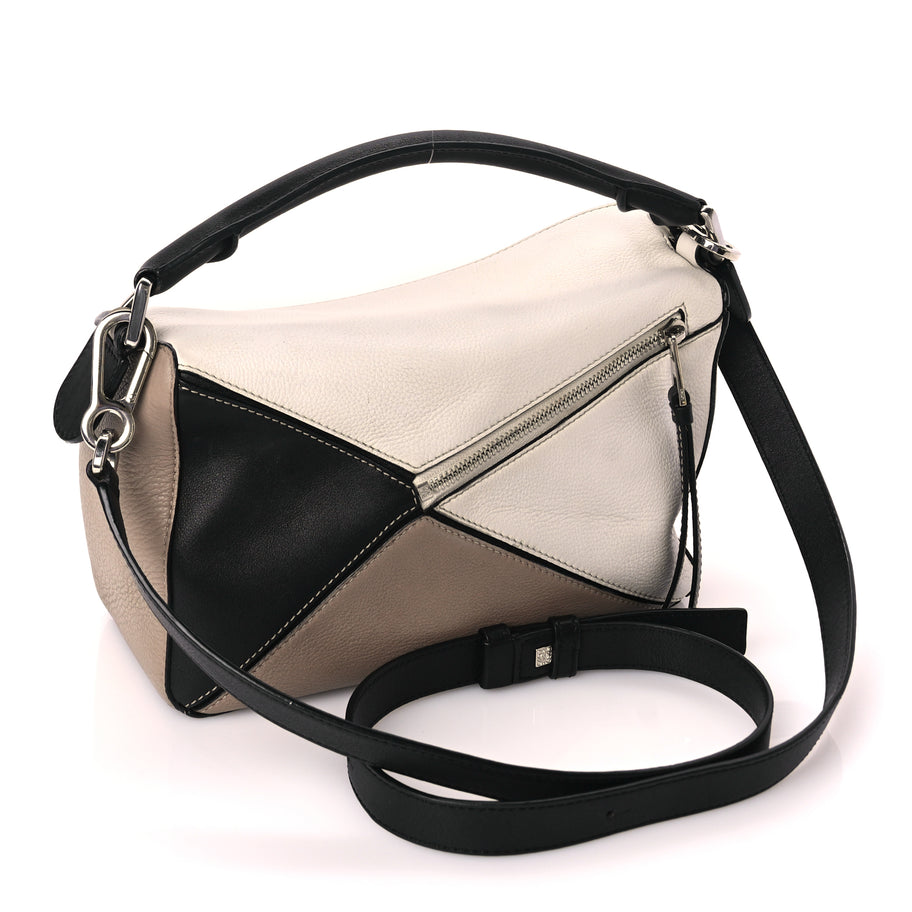 Loewe Calfskin Small Puzzle Bag Taupe Black Image 2