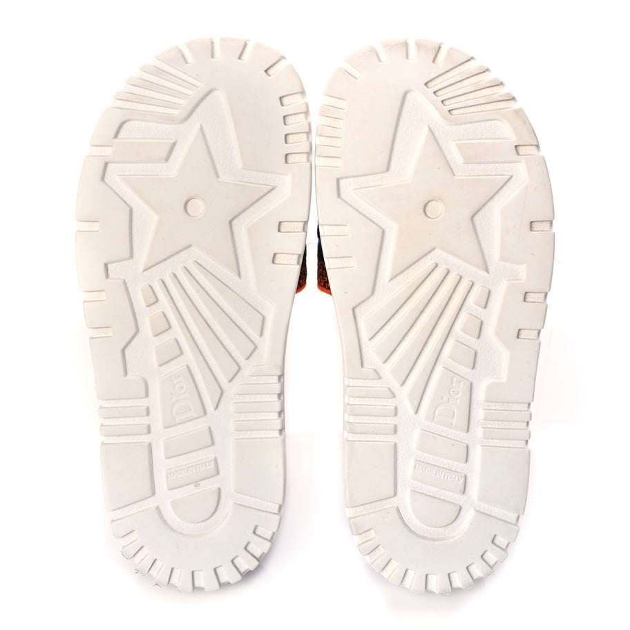 Christian Dior Canvas D-Flower Pop Embroidered Dway 10mm Slide Sandals 37.5 Blue Orange Image 6