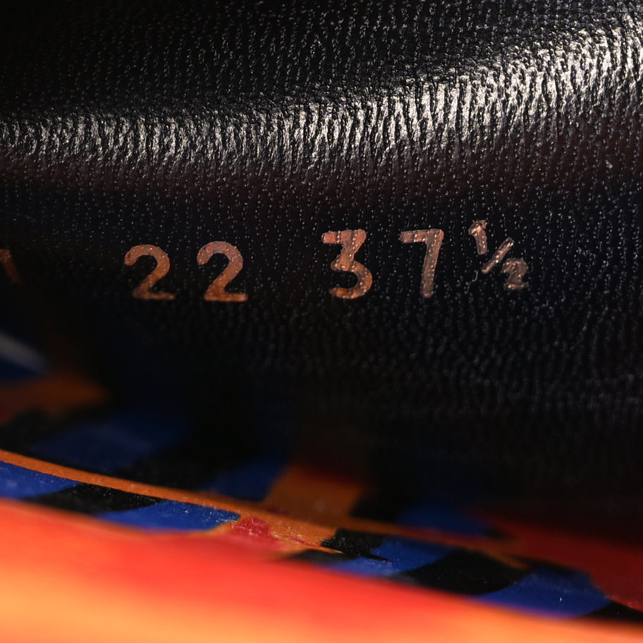 Christian Dior Canvas D-Flower Pop Embroidered Dway 10mm Slide Sandals 37.5 Blue Orange Image 7