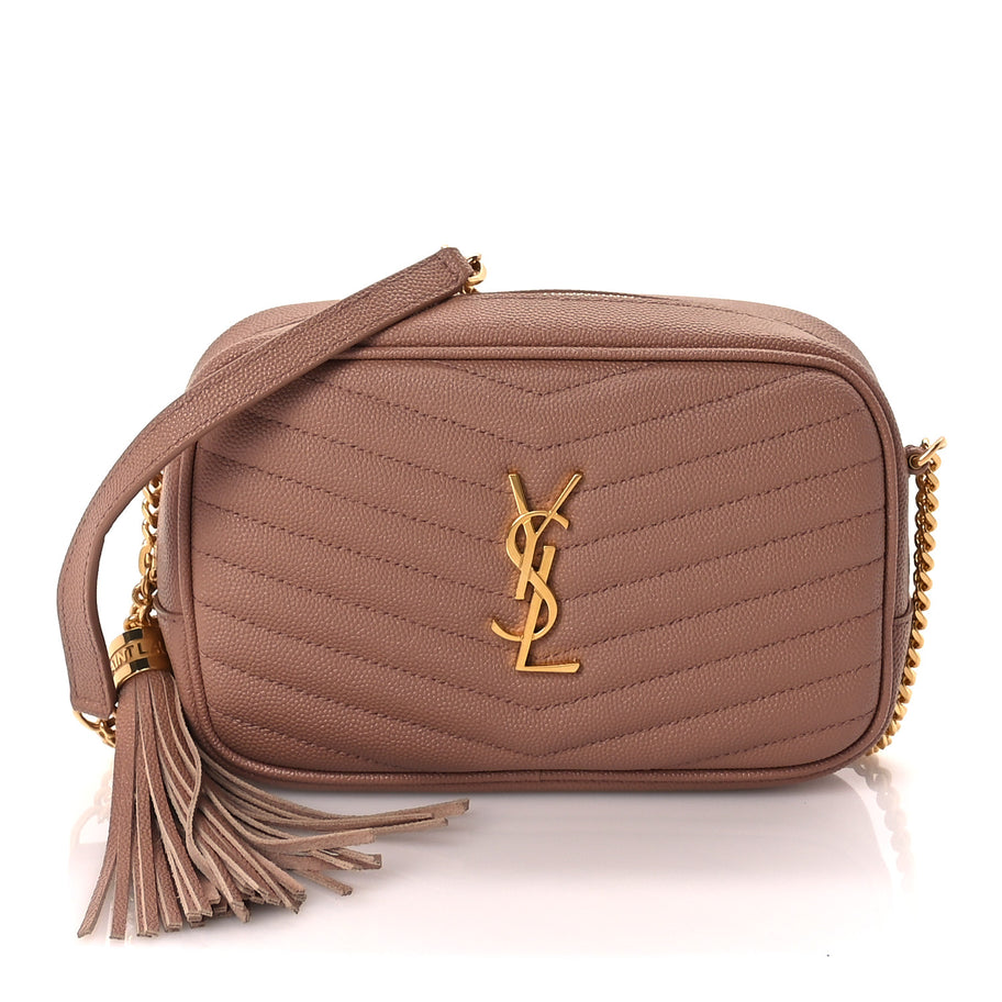 Saint Laurent Grain De Poudre Matelasse Monogram Mini Lou Camera Bag  Vintage Peach Image 1